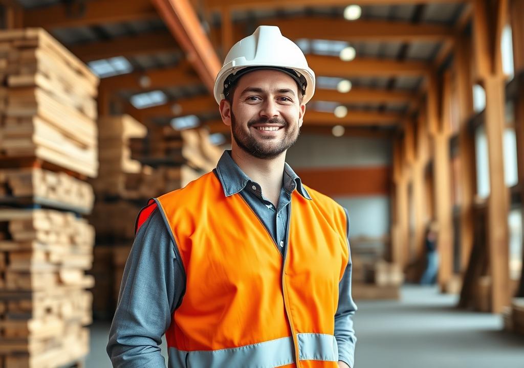 A glulam contractor shop foreman in a laminating facility